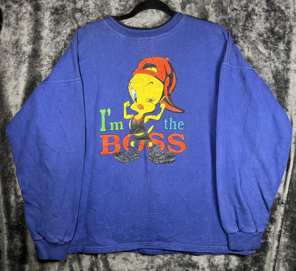 Vintage 90s Tweety Bird I’m The Boss Sweatshirt XL Looney Tunes Russell Athletic